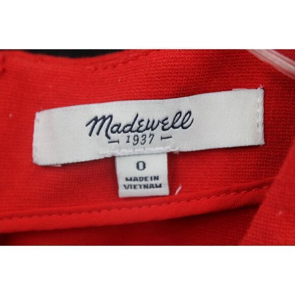 Madewell Abroad Ponte Knit Dress Sz 0 Spark Red Fit & Flare Pockets Sleeveless - Picture 8 of 9